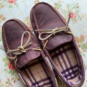 L.L. Bean Women’s Leather Slipper Flannel Lined 8
